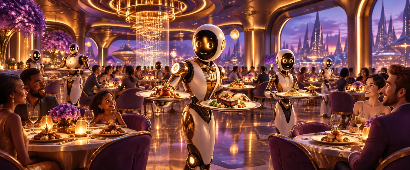 A unique 3D illustrated scene for Feast2Go: A restaurant concept powered by robotic preparation.